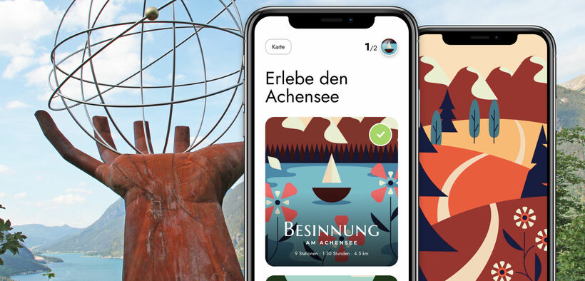 Eine Handygrafik zeigt den digitalen Besinnungsweg am Achensee.