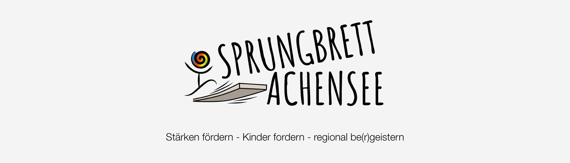Graphik Sprungbrett Achensee Ein Logo mit einem Strichmännchen und einem Sprungbrett mit der Aufschrift Sprungbrett Achensee.}