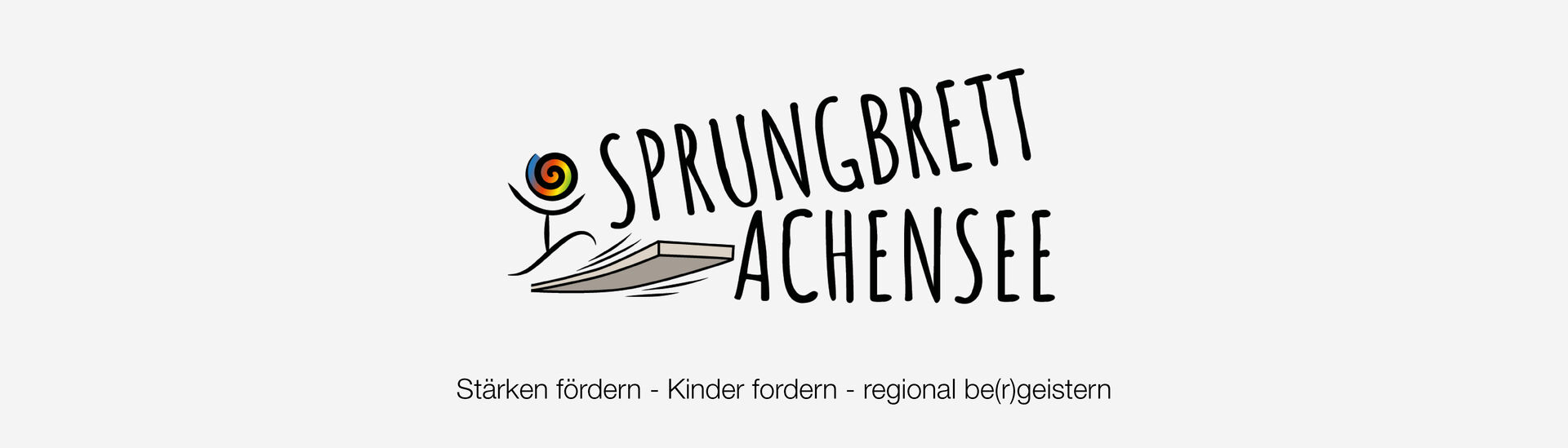 Ein Logo mit einem Strichmännchen und einem Sprungbrett mit der Aufschrift Sprungbrett Achensee.}
